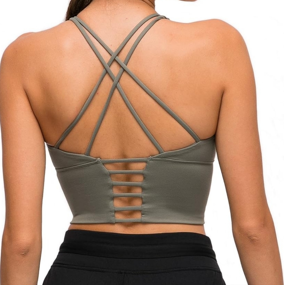 Halara Strappy Olive Green Crop Top